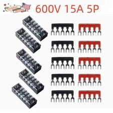 5 Set 5 Positions Dual Rows 600V 15A Wire Barrier Terminal Blocks Strip TB-1505L