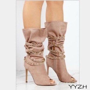 open toe calf boots