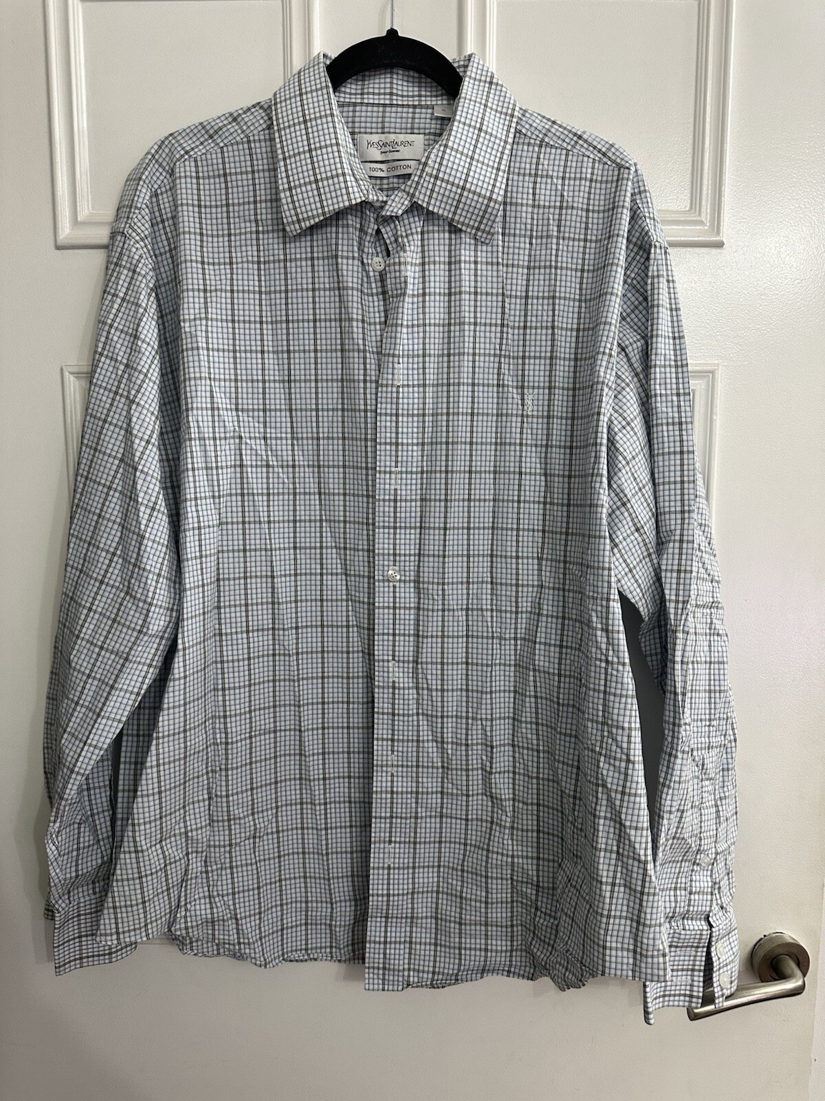 Camicia elegante uomo Yves Saint Laurent taglia XL camicia cotone a quadri ottime condizioni