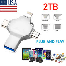 2TB High Speed Memory Stick 4IN1 USB3.0 Flash Drive for iPhone Samsung Android