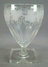 Set of 4 British Georgian Engraved Grape Vine Flint Glass Rummers C. 1780-1790