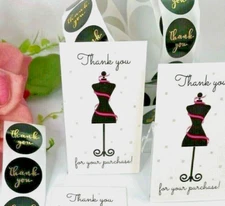 100x Thank You Business Cards Small Business, Fashion, Stickers 50 Sets/100 pc