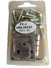 4 Cerniere cerniera lunga a spina fissa mm 50x25 ferro lucido con viti x mobili