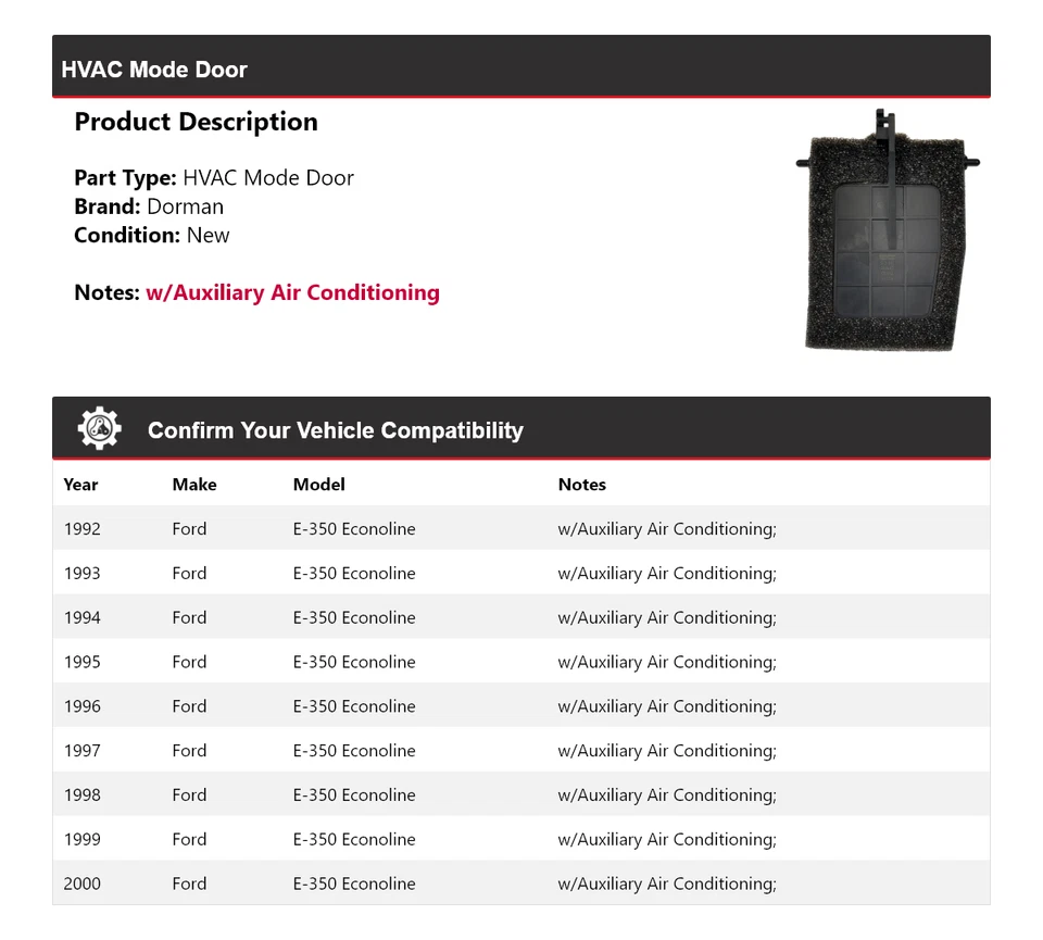 Para Ford E-350 Econoline Dorman 1992-2000 modo HVAC puerta 1993 1994 1995 1996 Foto 2 de 4