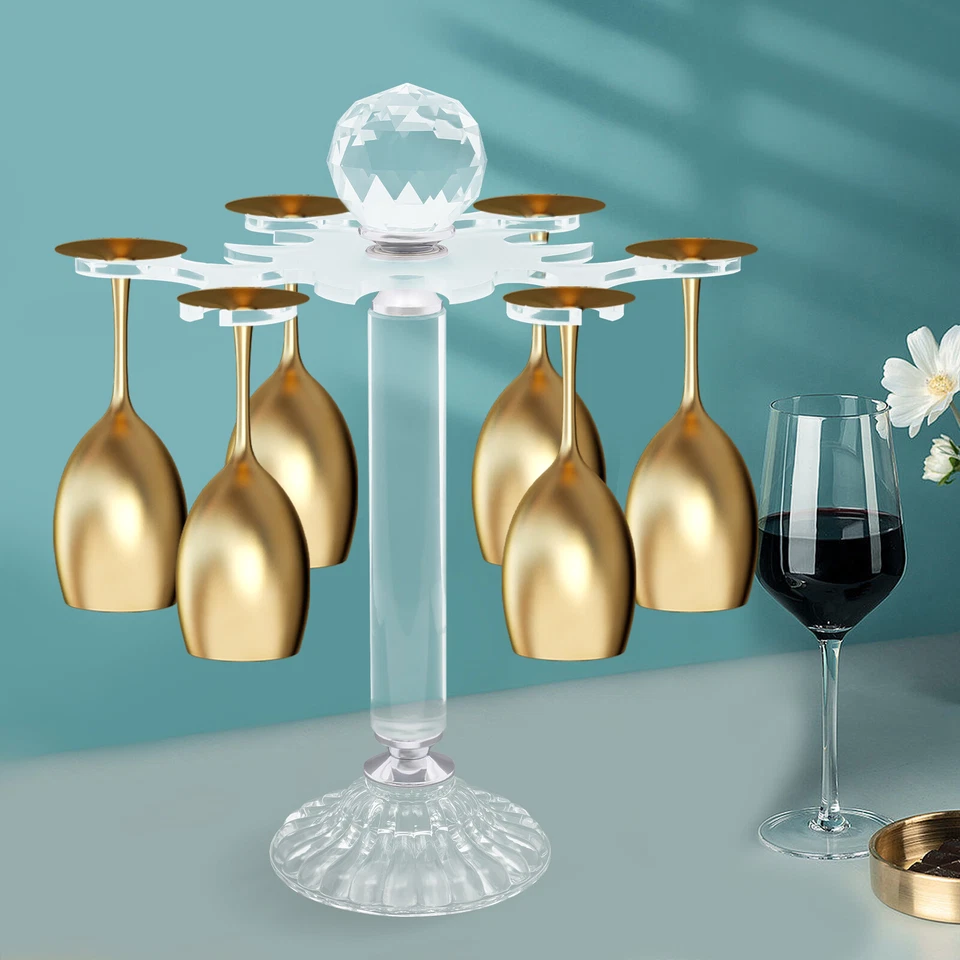 Soporte giratorio para 6 copas de vino para vajilla de vidrio de cristal de escritorio Foto 2 de 4