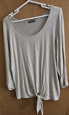 Cha Cha Vente Women's long sleeve top shirt beige tie made in USA Size 1X