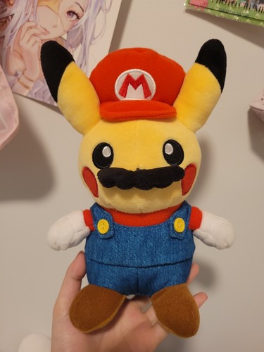 Mario Pikachu Plush Pokemon Center 2016 Stuffed Toy Nintendo