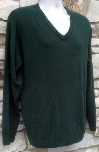 Towncraft Sweater Mens Medium Dark Green V Neck Acrylic Classic Vintage - Picture 2 of 6