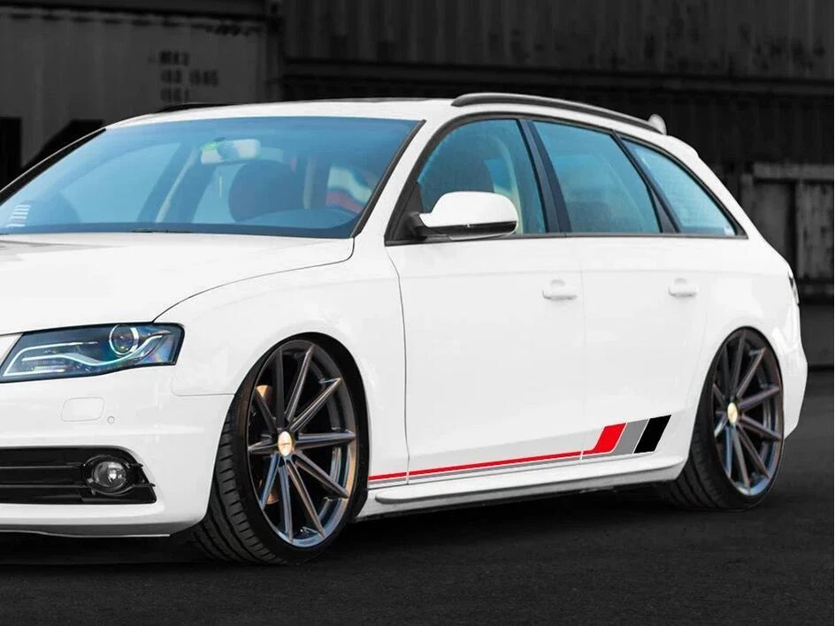 2 PCS Graphics Car Side Door Stickers Vinyl Decal For Audi A4 B8 8K B9 B7 8W 8E - Image 3 of 4