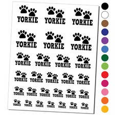 Yorkie Yorkshire Terrier Dog Paw Prints Fun Text Temporary Tattoo Set