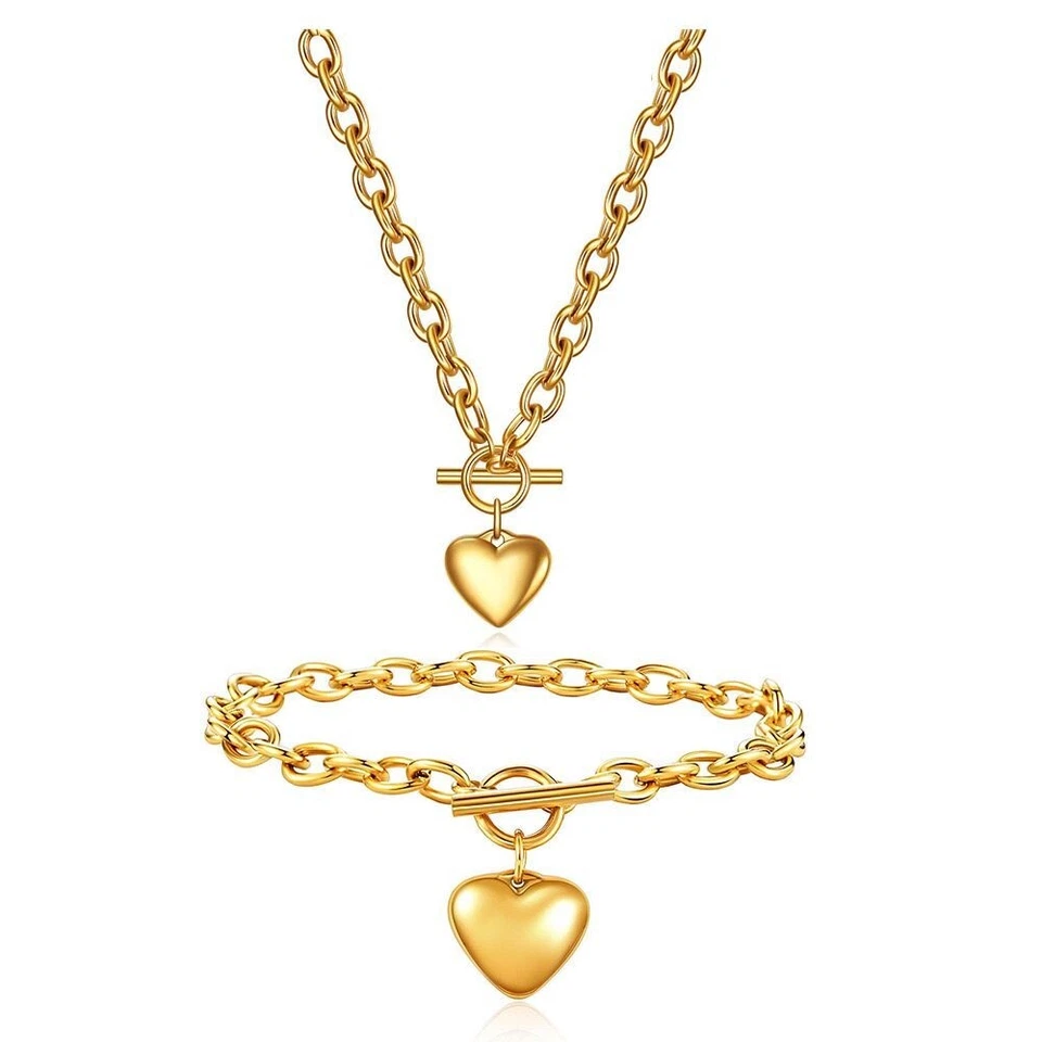 Brazalete Brazalete Cadena Rolo Dije Corazón Chapado en Oro 18K Mujer 2 Colores Foto 2 de 4