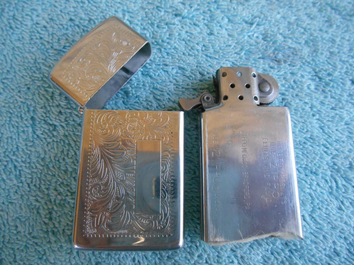 VINTAGE ZIPPO SLIM 1991 B-VII VENETIAN CIGARETTE LIGHTER. WITH