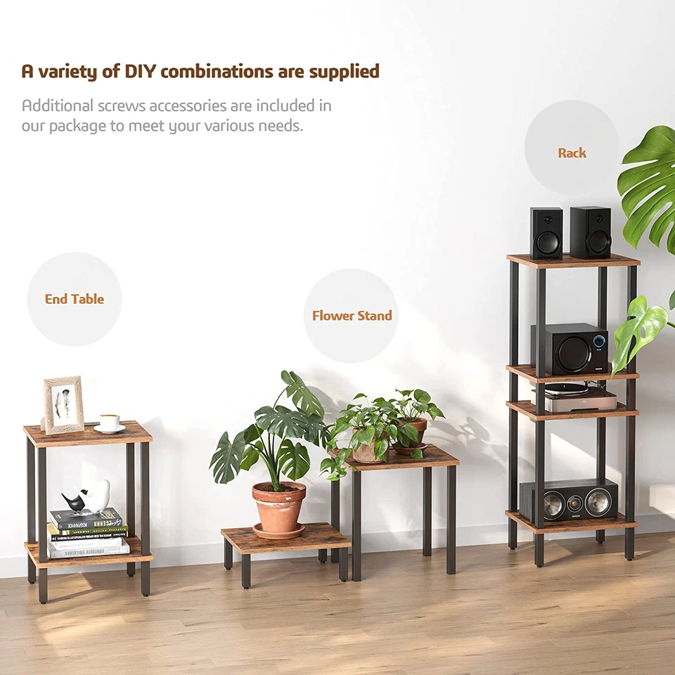 End Table, Set of 2, Side Table, Nightstand, 2-Tier Storage Shelf, Sofa Table fo - Image 4 of 4