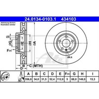 ATE 2X Bremsscheibe Vorne 3560 BelüFtet FüR Audi A6 Avant 4G5 C7 4GD
