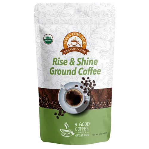 Alex's Low Acid Organic Coffee - Rise and Shine Fresh Ground (12oz)
