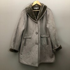 Gabriella Vincenza Shearling Coat Womens Uk 20 22 Grey Faux Fur Lined Boho Coat