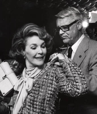 Cary Grant and Mrs James McKenzie at Straw Hat Awards at Pub - 1974 Old Photo