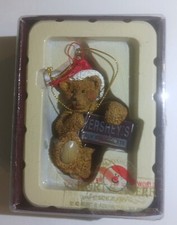 Vintage 1998 Kurt S Adler Hershey's 3" Bear Holding Chocolate Christmas Ornament