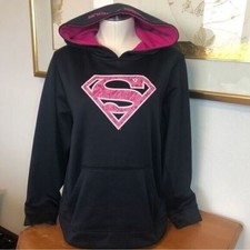 Under Armour Youth YXL Storm Cold Gear Supergirl DC Comics Black Pink Hoodie