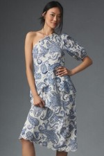 Anthropologie Farm Rio One Shoulder Eyelet Midi Dress Size S