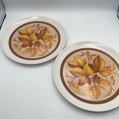 Rare Vintage Artisan Ware Melamine Fall Leaves 9  Dinner Plates