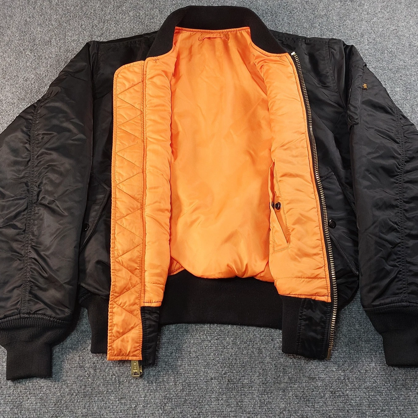 Vintage Y2K Alpha Industries MA-1 Bomber Jacket Mens Medium Black Reversible image 5
