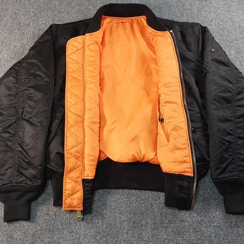 Vintage Y2K Alpha Industries MA-1 Bomber Jacket Mens Medium Black Reversible image 5