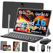 16GB Android Tablet with Keyboard - 10" - 26GB 256GB 2TB Silver