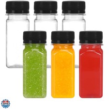 6pcs Plastic Shots Bottles with Caps, Plastic Juice Bottles with Lids, Clear ...
