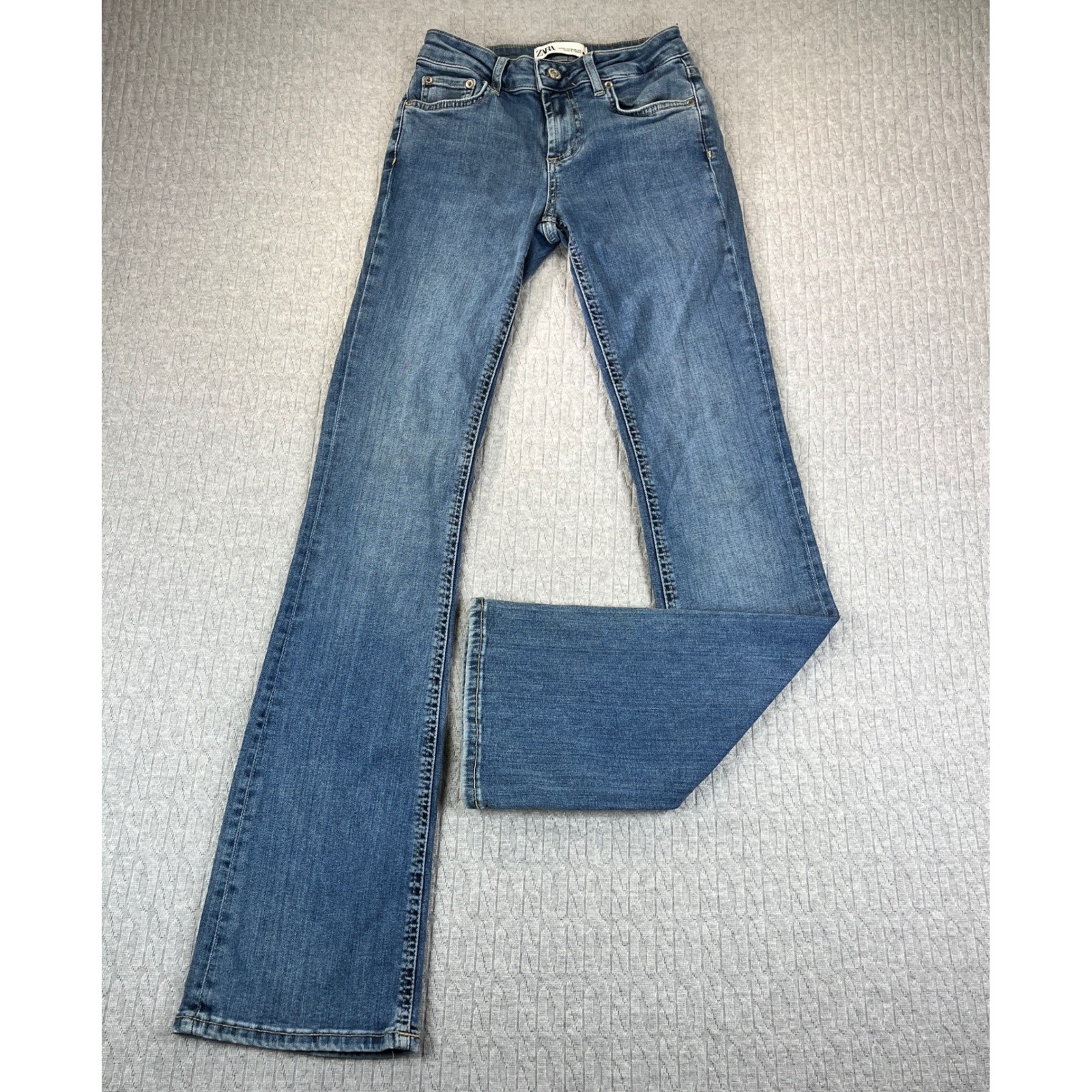 ZARA Bootcut Flare Leg Dress Jeans Women 0/22X32 mid rise medium wash