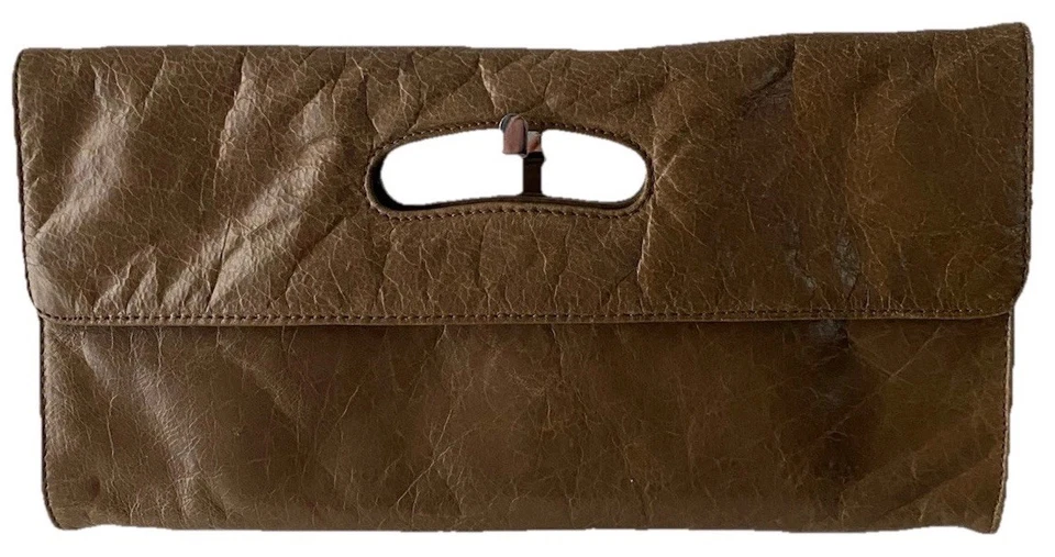 Hobo International Leather Handbag Clutch Bag Brown Boho Vintage READ - Image 2 of 4