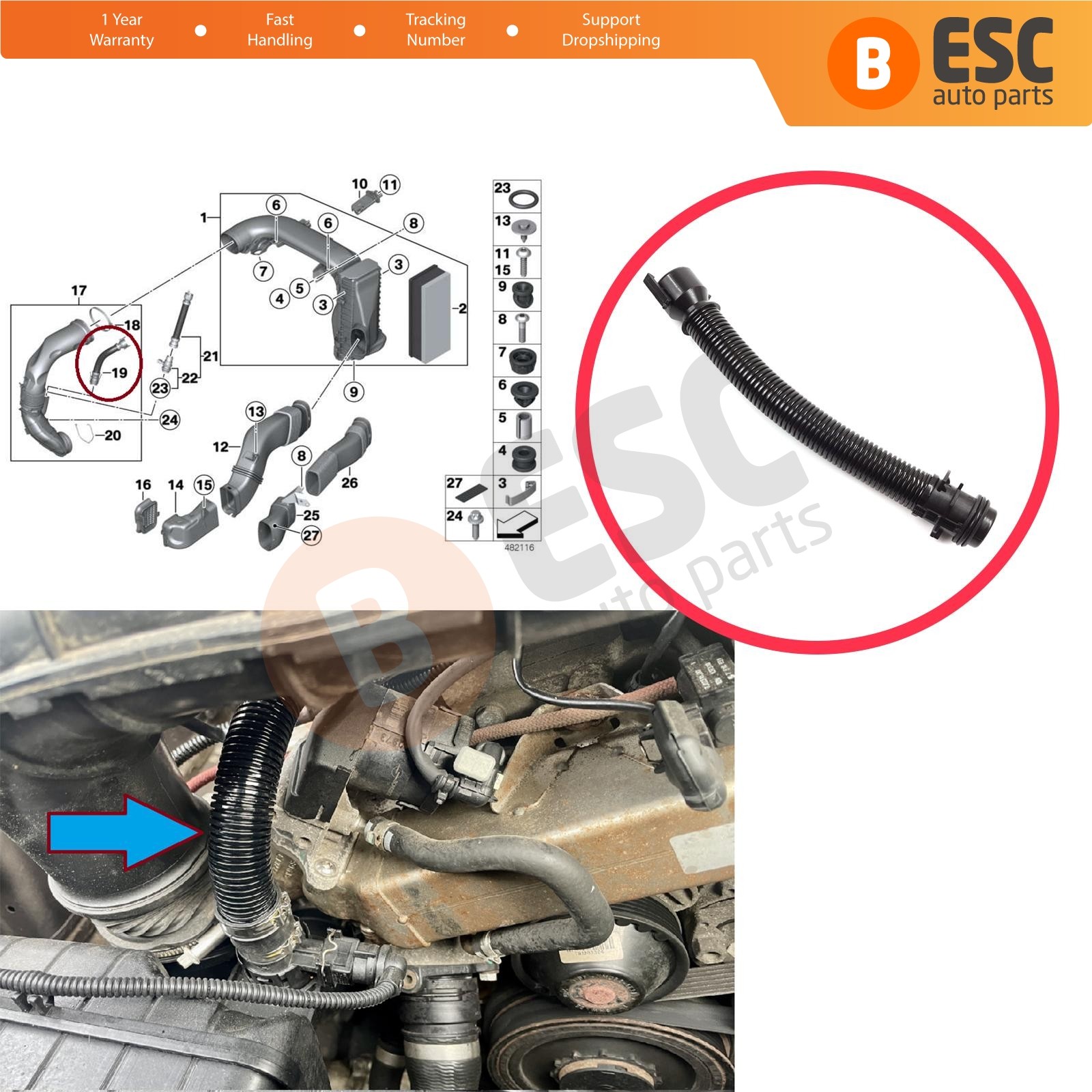 Air Intake Hose for BMW 3 4 5 6 7 E84 F25 F26 E70 F15 F85 E71 E72 N57 N47 Engine