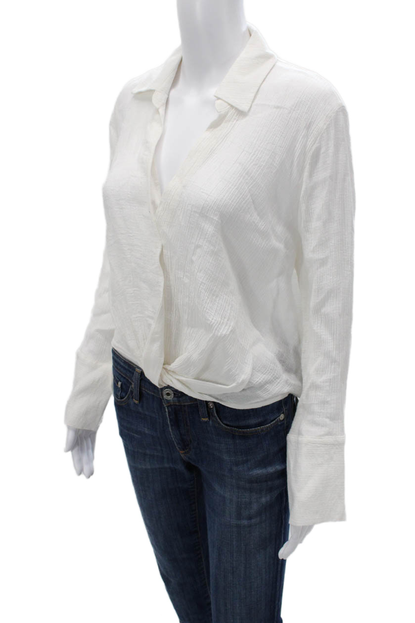 Pharaoh Womens Collared Button Solid Long Sleeve … - image 3