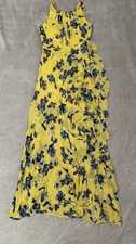 Eliza J ~ Halter Sleeveless Ruffle Maxi Dress ~ Yellow and Blue ~ Size 2