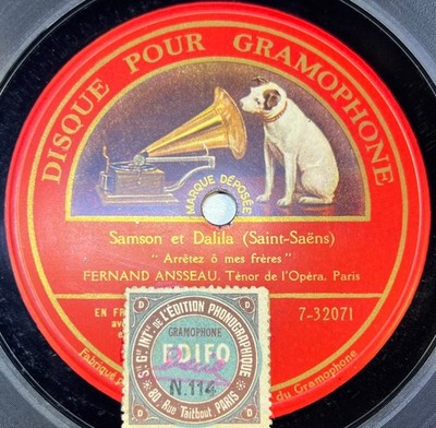 Fernand Ansseau: Samson et Dalila ONE-SIDE 78 RPM 10'' GRAMMOPHON 7-32071 EX