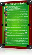 Pool Table Room Decor 8 Ball Rules Sign 8 x 12 inch, Tin Sign1 
