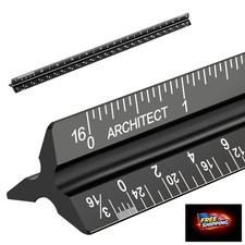 Architectural Scale Ruler, Imperial Measurements 12'', Laser-Etched Aluminum Arc