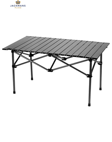 QWORK® Folding Table, Camping Tables That Fold 95 cm x 55 x 50 cm, Black