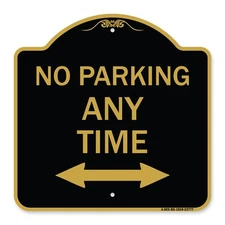 Designer Series - No Parking Anytime with Bidirectional Arrow Heavy Gauge Metal
