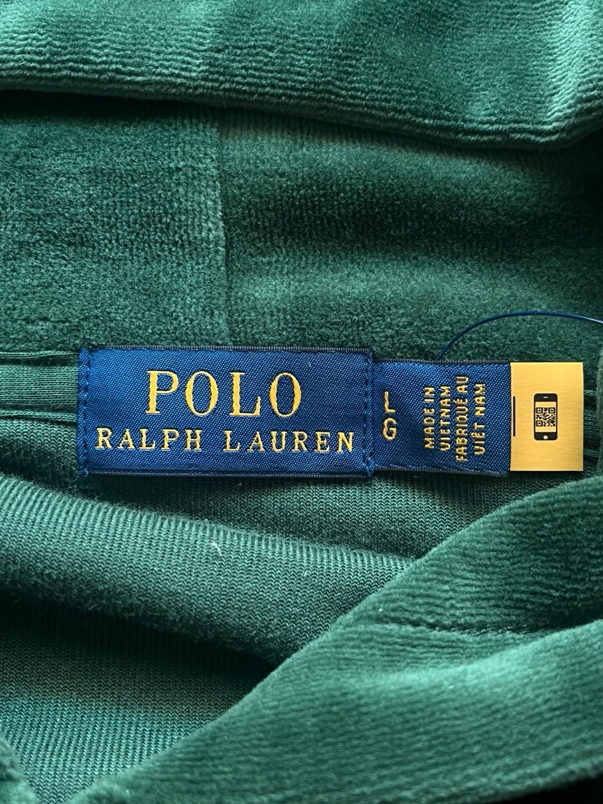 Polo Ralph Lauren felpa con cappuccio zip taglia L velluto cotone verde scuro piccolo pony