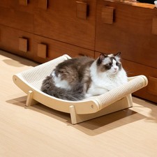 24x14.5x8 Inch Inclined Sisal Cat Scratcher Bed Curved Wood Hammock Large Pad