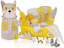 Kids Baking Set 35-Piece with Teddy Bear Apron, Kid Friendly Knives, Cookie C...