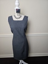 BT Express Charcoal  Dress Size 12, Square Neckline, Polyester,  W/ back Zipper
