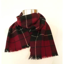 Cashmere Fringed Plaid Scarf Red Black Tartan Handcraft Inc