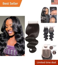 10 Inch 4x4 Lace Closure Body Wave Human Hair - Pre Plucked for Natural Look