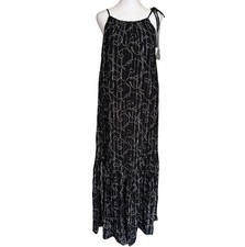 World Market Women’s Halter Top Maxi Dress Sz S/M Black Silver Metallic Relaxed