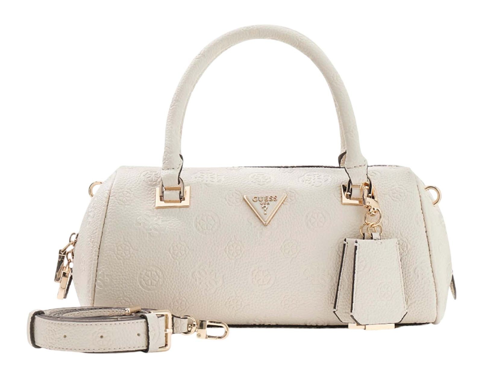 GUESS handbag Cresidia II Box Satchel Cream White Logo