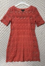 Ralph Lauren Lace Dress Women Sz L Coral Salmon Pink Crochet Boho  Vacation