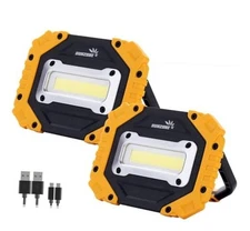 LED Work Light, Rechargeable Magnetic Flood Rechargeable model Yellow 2 Pack