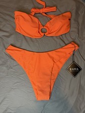 ZAFUL SWIM 2 pieces BIKINI SWIM SUITE HIGH LEG SIZE-6 REMOVABLE CUPS ORANGE NEW